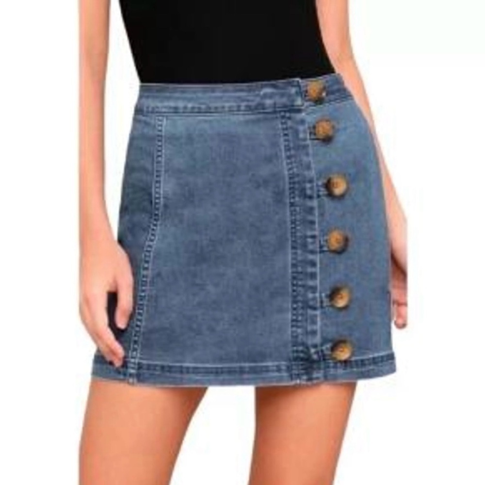 Free People Vintage Blue Little Daisies Mini Skirt